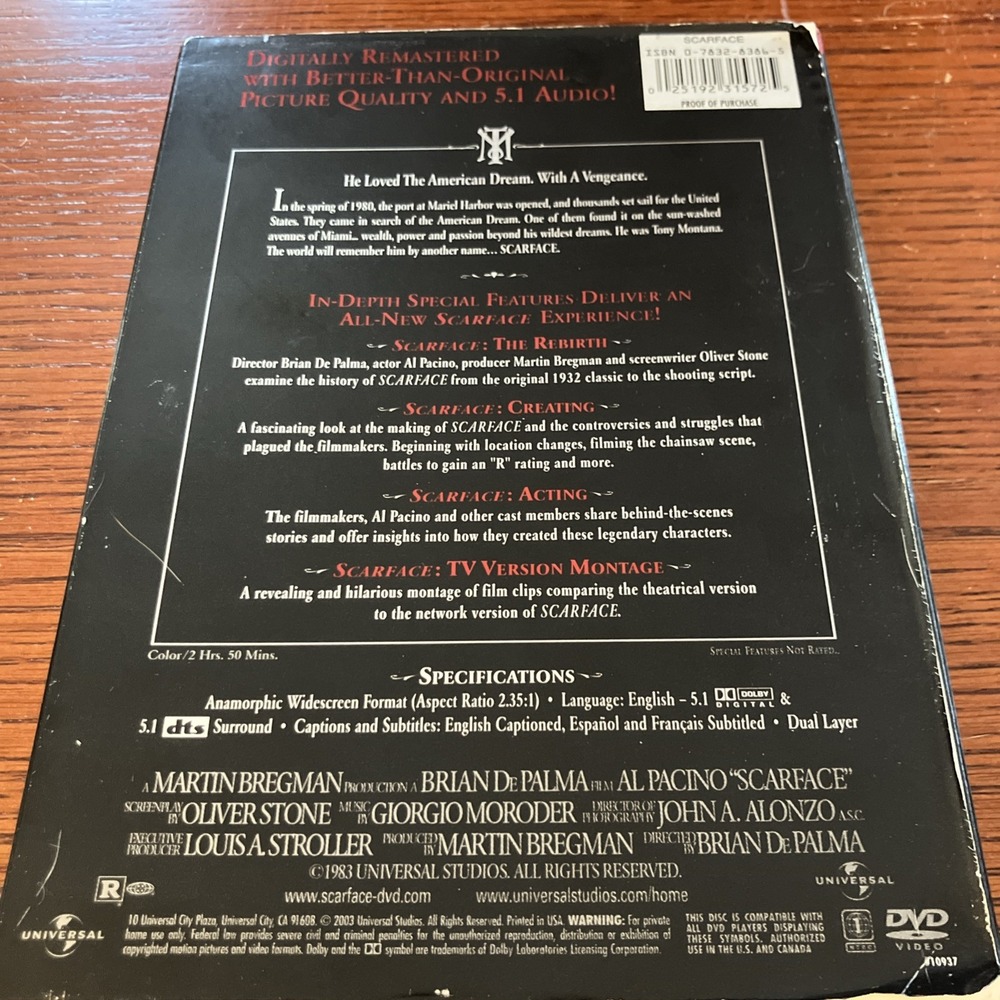 Scarface (Widescreen Two-Disc Anniversary Edition) - DVD - VERY GOOD Tested - Picture 2 of 7